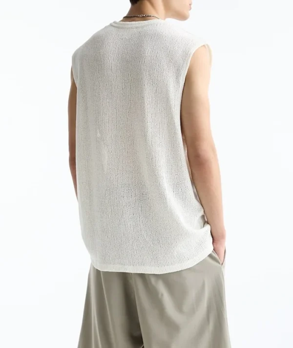 2025 New Style Summer Loose Breathable Solid Color Sleeveless Crew Neck Knit Men's Casual Knit Shirt - Image 4