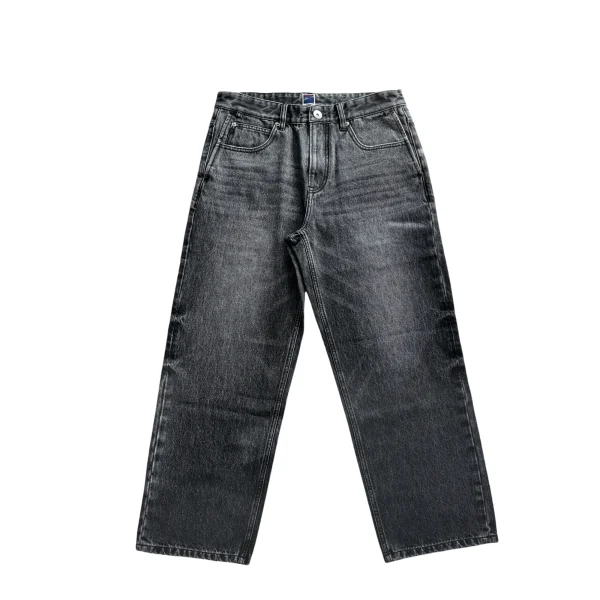 Autumn Men's Trendy Loose Fit Jeans Print Embroidery Breathable Knitted Fabric Comfortable Casual Style Spring Medium
