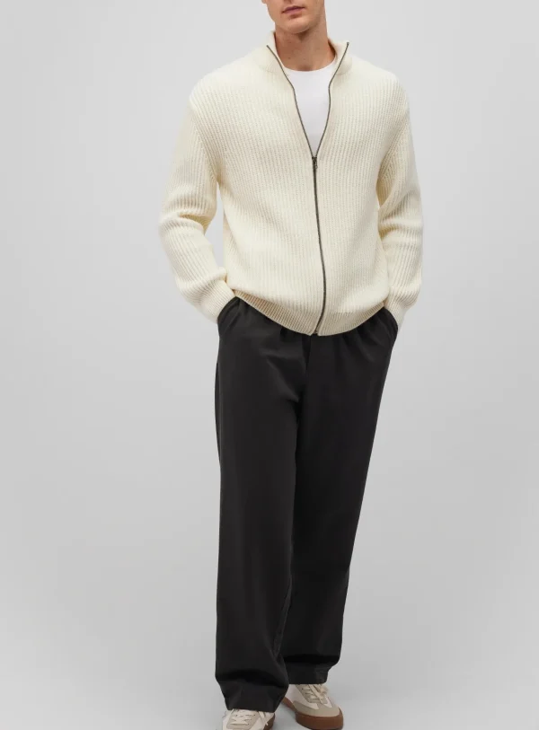 Simple Loose Men's Cardigan Sweater 100% Cotton Zipper Knit Cardigan Jacket Sweater - Image 4