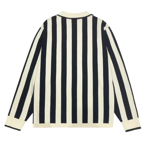 100% Cotton Men's Knit Striped Sweater for Polo Jacquard Design Pattern for Winter - Image 2