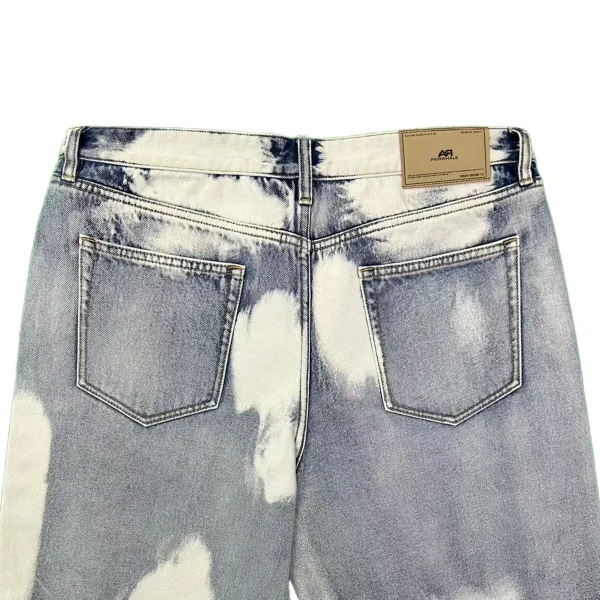 Men's Trendy Denim Shorts Summer High Street Wide Leg Tie-Dyed Woven Jeans Zipper-fly - Image 4