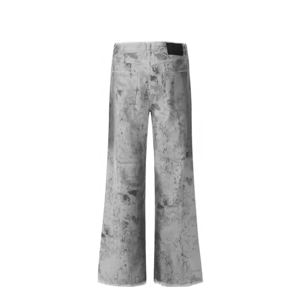 Autumn Men's Denim Straight Leg Wide-Leg Pants American Street Fashion Tie-Dye Snake Print Loose Washed Jeans - Image 2