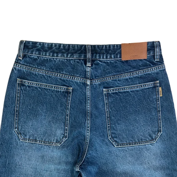 Autumn Men's Trendy Indigo Jeans 100% Cotton Denim Mid Waist Straight Style Casual Design - Image 4