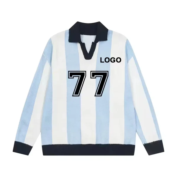 Designer Winter Sweater for Men Polo Neck Long Sleeve Knit Top Fashion Jersey Cotton Knitwear