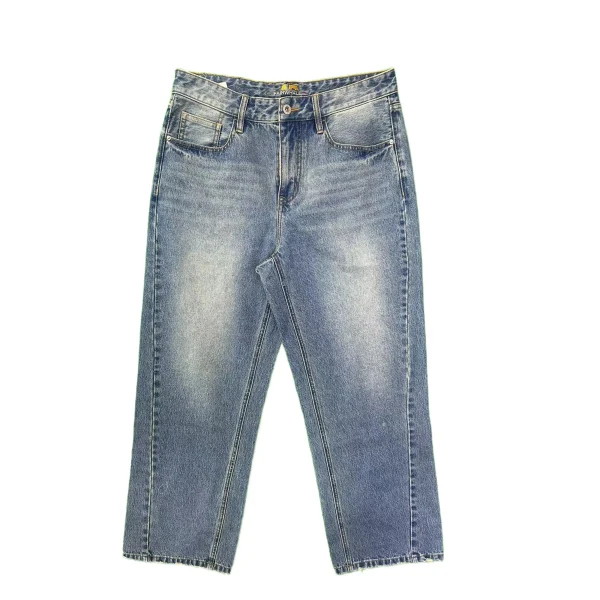 Autumn Men's Trendy Loose Jeans Vintage High Street Style Wide Leg Pants with Woven Weaving Embroidered Techniques