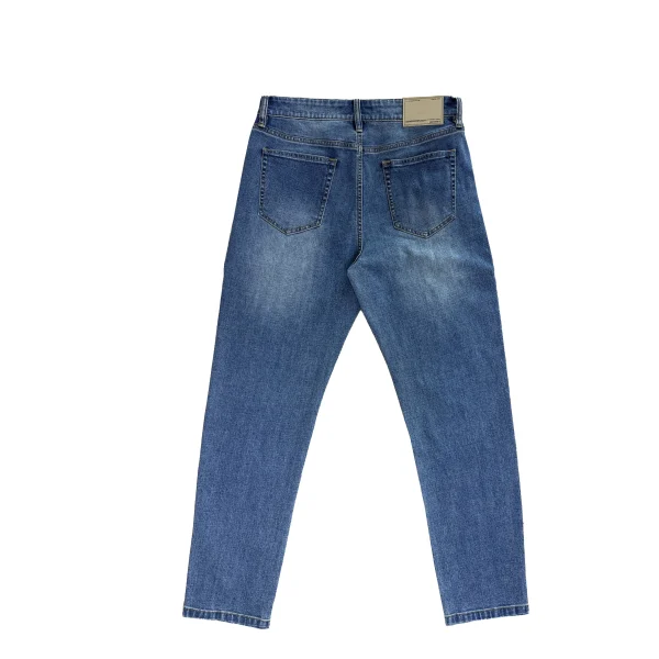 Men's Casual Jeans for Spring Autumn Vintage Streetwear Style Blue Enzyme Washed Denim Button Decoration - Image 2