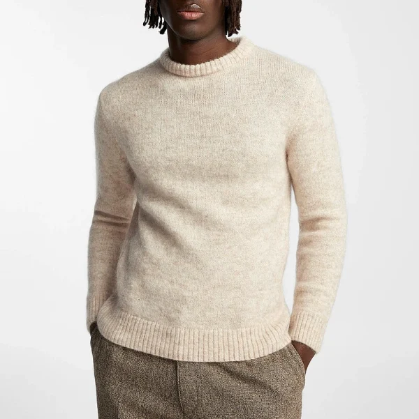 Home Casual Men's Knit Pullover Round Neck Long Sleeve Mohair Jacquard Sweater - Image 2