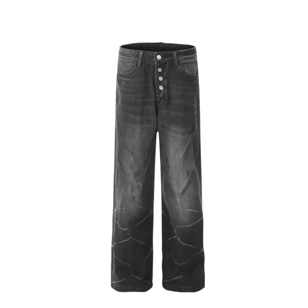 100% Cotton Men's Denim Jeans Pants Men's Casual Straight Style Mid Waist Washed Solid Hole for All Export