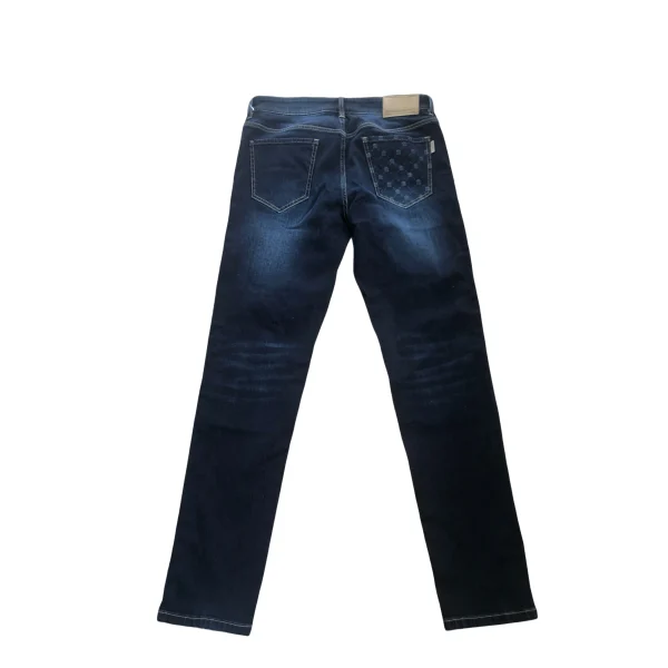 100% Cotton Denim Men's Straight Cargo Pants Ocassional Indigo Vintage Style Mid Waist Dark Washed for Spring - Image 2