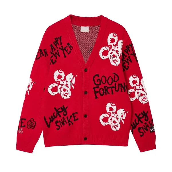 Fashion Jacquard Embroidery Pattern Design 100% High Quality Cotton Knitted Cardigan Sweater for Men - Image 5