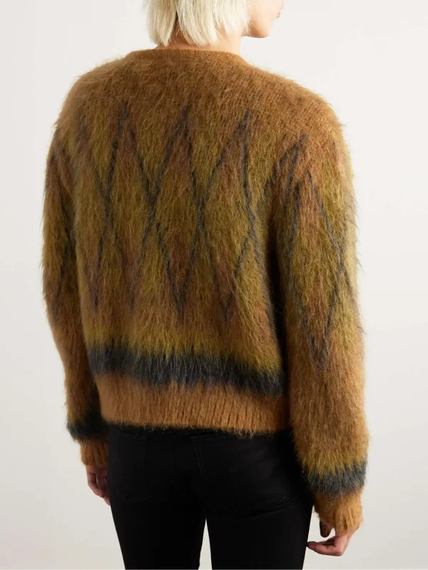 Fashion Furry Knit Cardigan Long Sleeve Short Knit Jacket Mohair Blend Cardigan for Men - Image 2