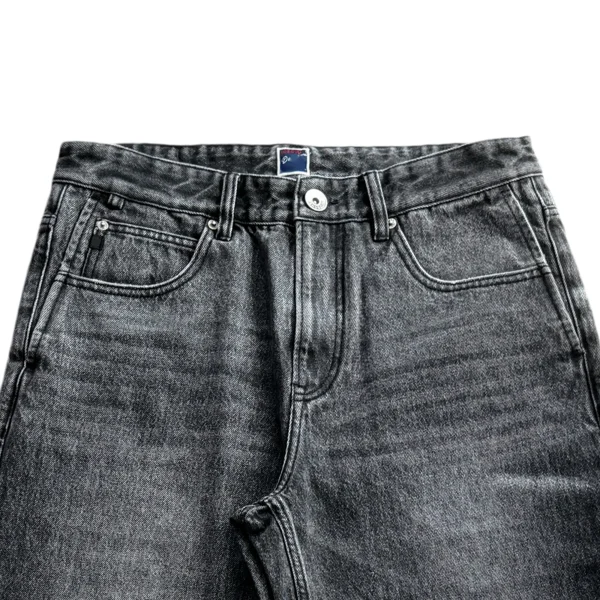 Autumn Men's Trendy Loose Fit Jeans Print Embroidery Breathable Knitted Fabric Comfortable Casual Style Spring Medium - Image 3