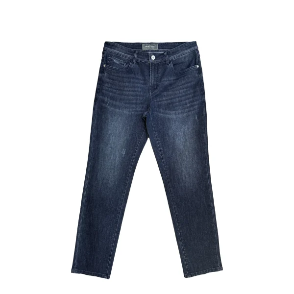 100% Cotton Men's Casual Straight Jeans for Spring Autumn Mid Waist Dark Wash Enzyme Washed Denim Streetwear